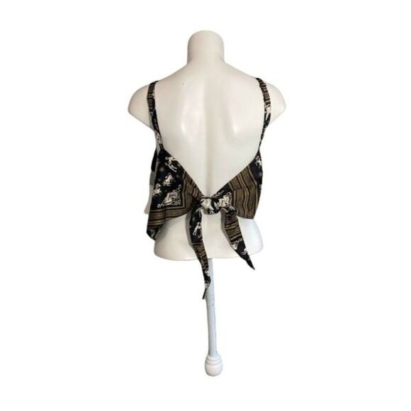 Danielle Bernstein Cami‎ Tank Top 16W 1X Black White Gold Astrology Tie-Back NEW - Picture 2 of 9